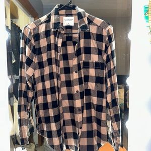 Abercrombie black and tan checkered flannel